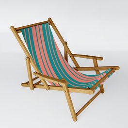 [ Thumbnail: Salmon and Dark Cyan Colored Lined/Striped Pattern Sling Chair ]