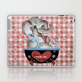 Cheesy Vintage Retro Valentine's Day Elephant In Bath Tub Laptop Skin