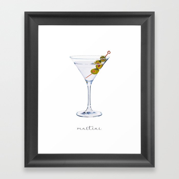 Martini Cocktail | Watercolor Painting Framed Art Print