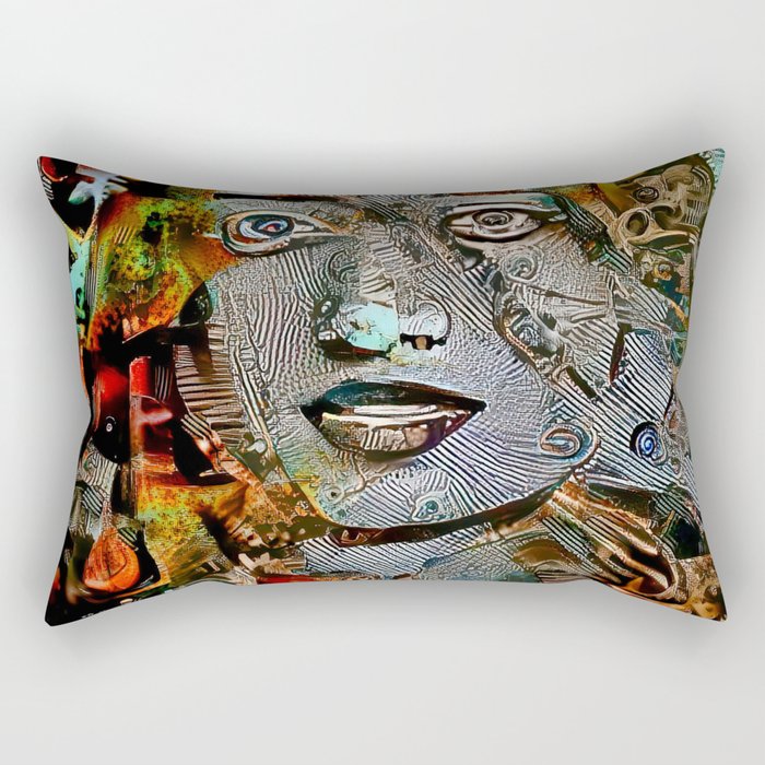 Rusty Girl - Industrial AI-Generated Art Rectangular Pillow