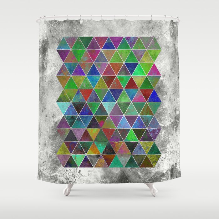 Textured Triangles - Abstract, textured, geometric, painting Shower Curtain