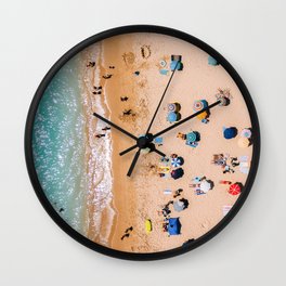 People On Algarve Beach In Portugal, Drone Photography, Aerial Photo, Ocean Wall Art Print Wall Clock