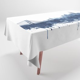 San Francisco Skyline Watercolor Blue, Art Print By Synplus Tablecloth