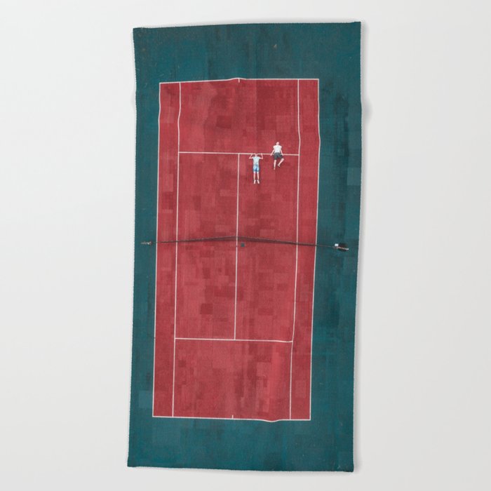 Tennis court, view of drone Beach Towel