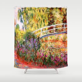 Claude Monet "Water lily pond, water irises" Shower Curtain