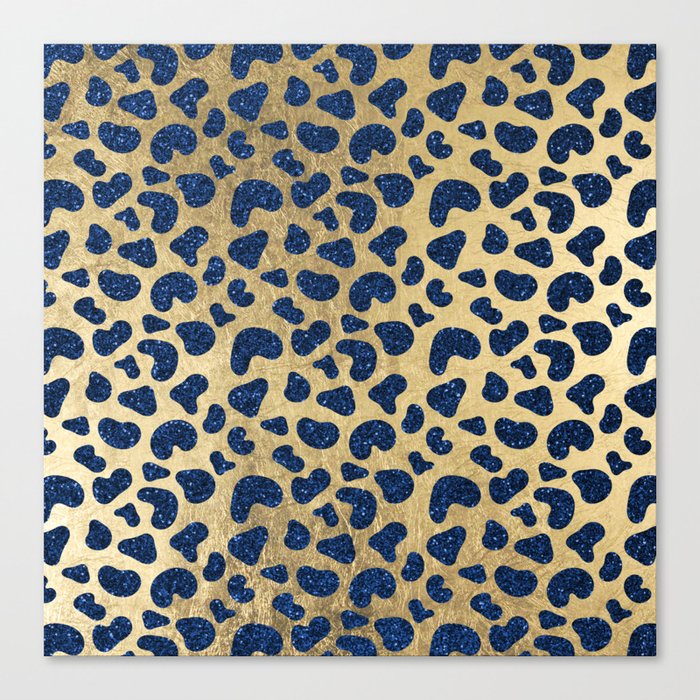Hipster Girly Gold Navy Blue Glitter Cheetah Animal Print Canvas Print