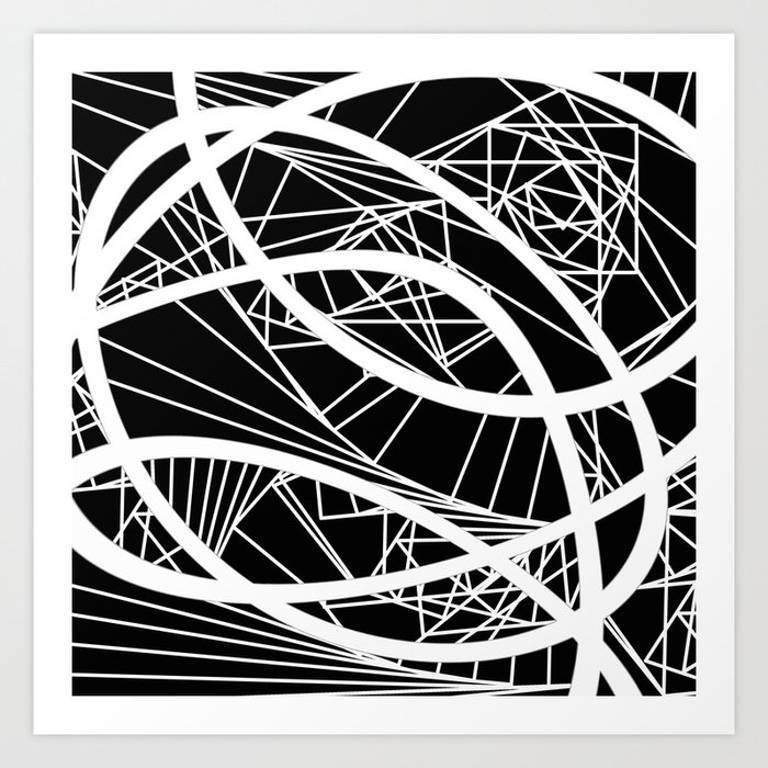 Fractured Black And White Abstract Art Print