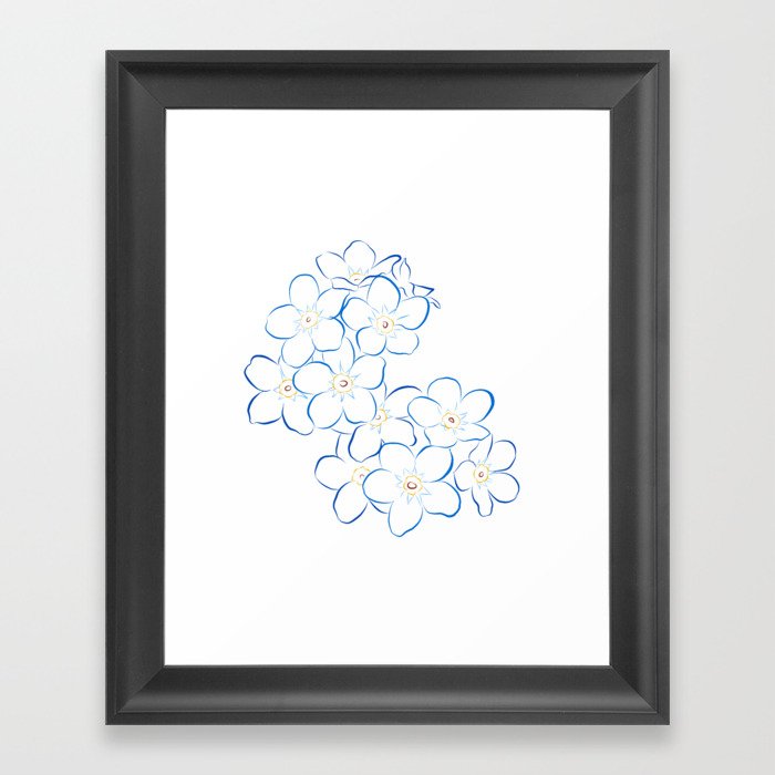 Forget-Me-Not Framed Art Print | Drawing, Digital, Blue, Flower, Alaska-state-flower, Cluster