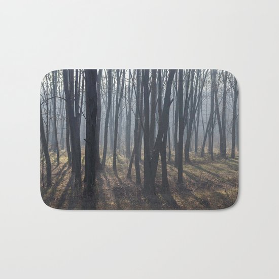 Fog Autumn forest Bath Mat