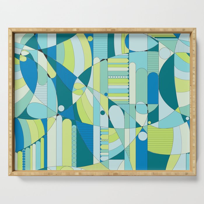 BLUE AND GREEN GEO Serving Tray