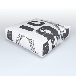 ICI C'EST PARIS Outdoor Floor Cushion | Black And White, Illustration, Football, Pop Art, Champion, France, Europe, Pattern, Soccer, Eiffeltower 