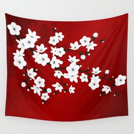 Cherry Blossoms Wall Tapestries Society6 Red Black And White Cherry Blossoms Wall Tapestry