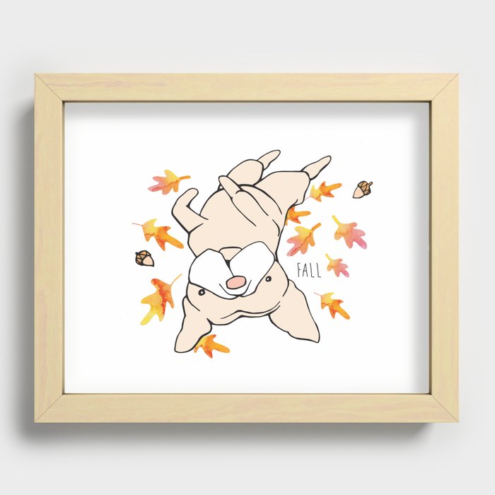Fall Frenchie Recessed Framed Print