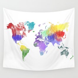 Colorful world map Wall Tapestry