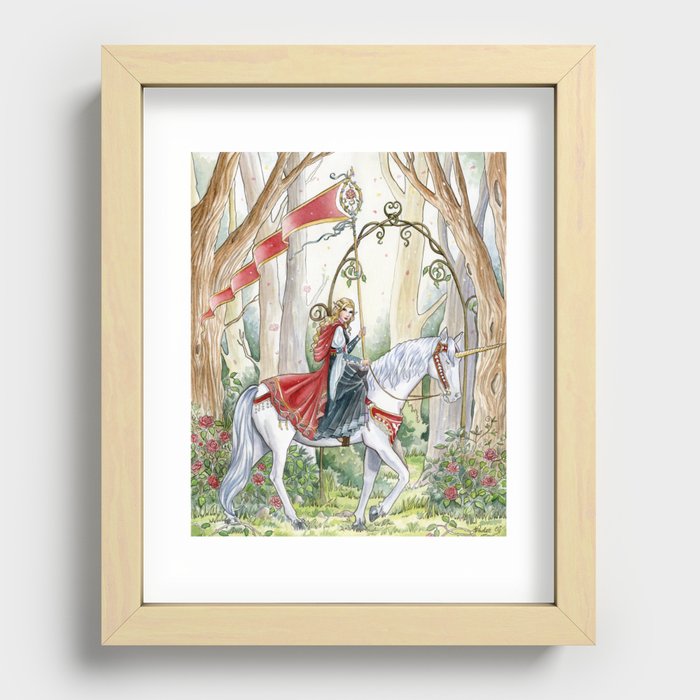 Rose Unicorn Recessed Framed Print