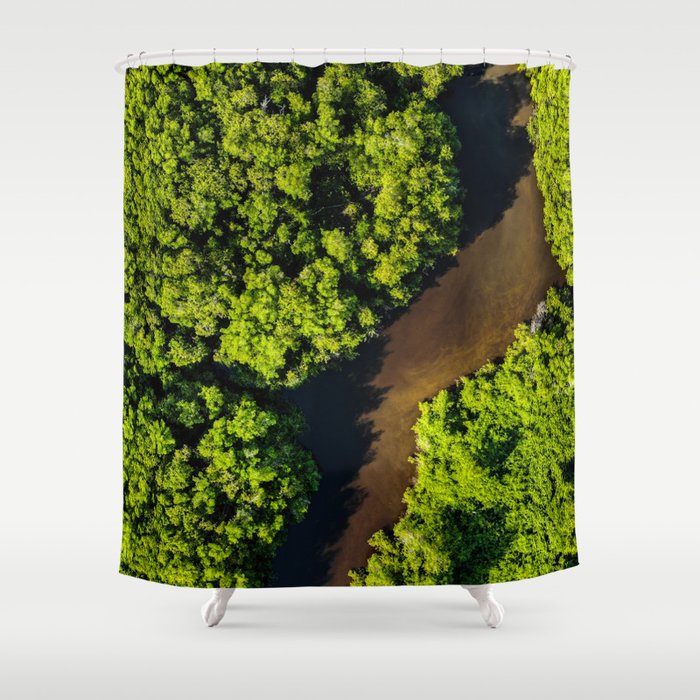 Brazil Photography - River Going Through The Rain Forest Shower Curtain