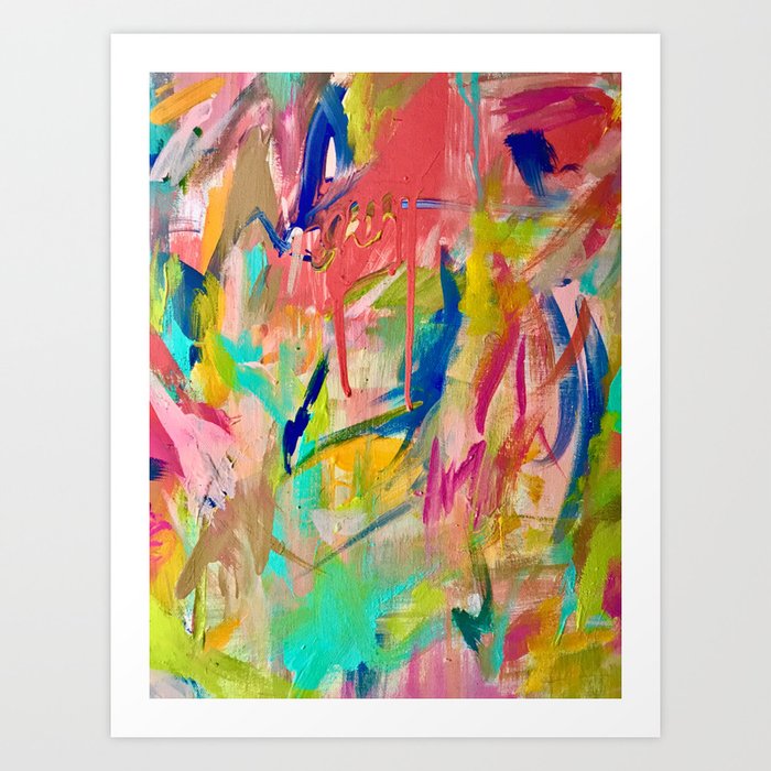 Wild Child A Colorful Vibrant Abstract Piece In Neon And Bold Colors Art Print By Blushingbrushstudio Society6