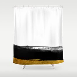 Black and Gold grunge stripes on clear white background - Stripe - Striped Shower Curtain