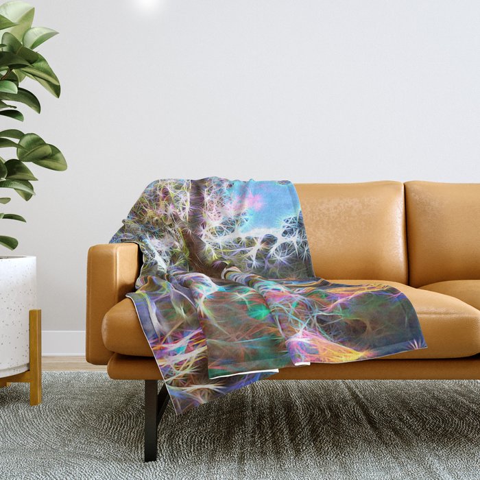 Trees Pond and Light Streams Throw Blanket