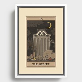 The Hermit - Raccoons Tarot Framed Canvas