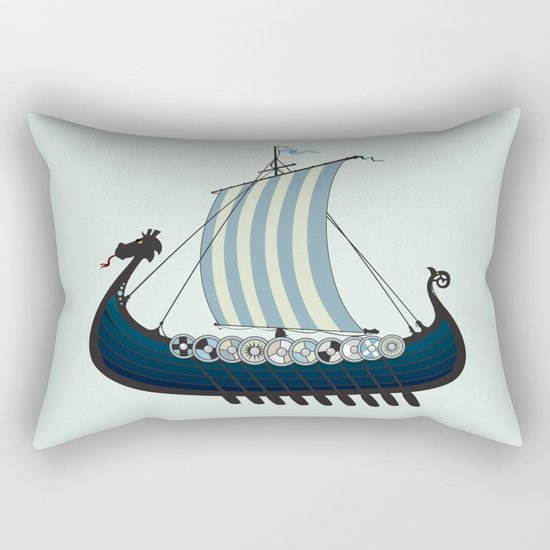 Blue viking ship Rectangular Pillow
