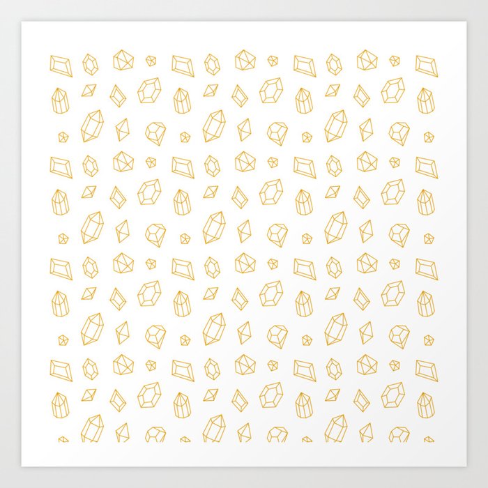 Mustard Gems Pattern Art Print