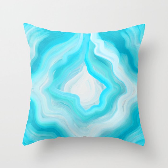 AGATE INTERPRETED: COOL BLUE BREEZE OIL PAINTING Throw Pillow