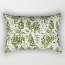 Bigfoot / Sasquatch Toile de Jouy in Forest Green Rectangular Pillow