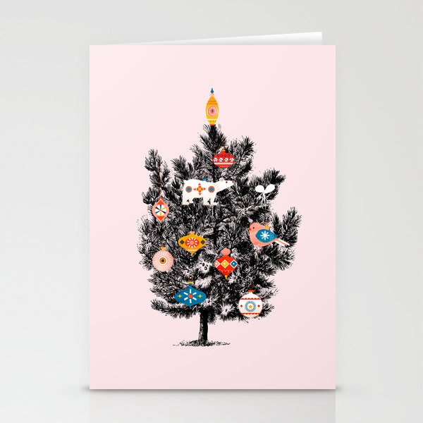 Retro Christmas tree no3 Stationery Cards