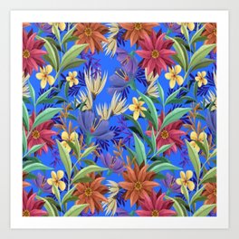 hand-painted-exotic-floral-pattern Art Print