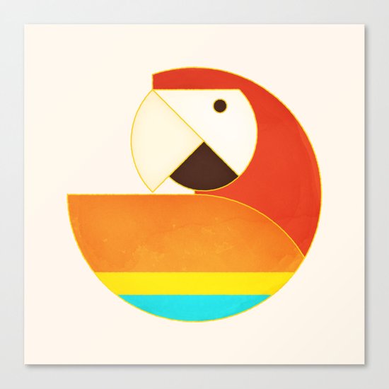 Round Bird - Macaw Canvas Print