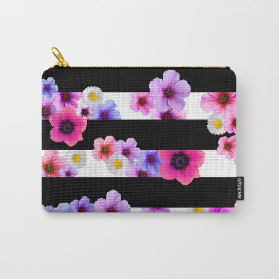 Flowers and Stripes 3 Carry-All Pouch