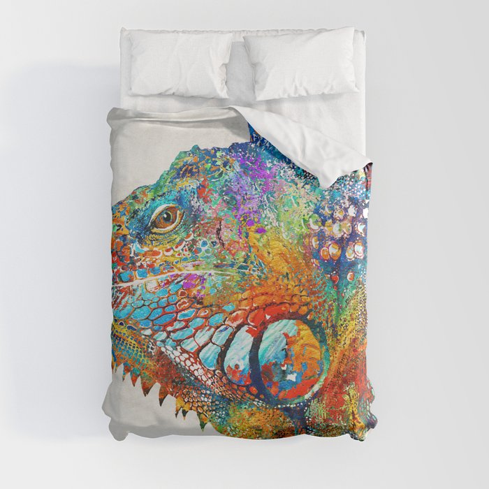 Colorful Iguana Art - One Cool Dude - Sharon Cummings Duvet Cover