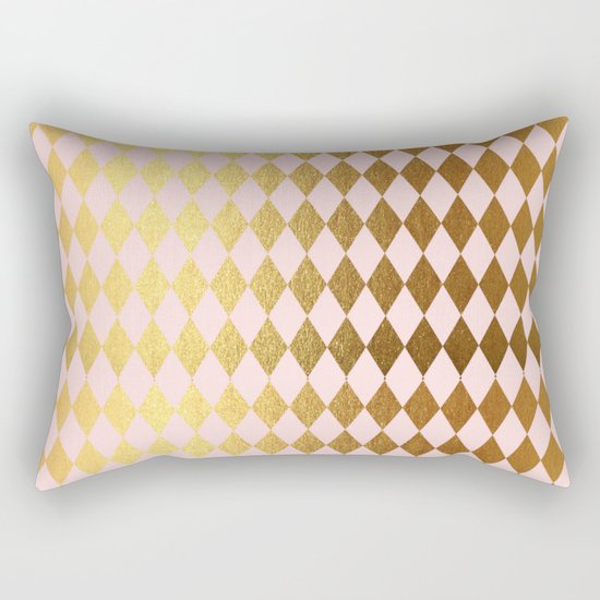 Royal gold on pink backround - Luxury geometrical pattern Rectangular Pillow