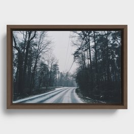 Snow On An Open Road Framed Canvas