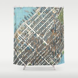 Vintage Map of Manhattan New York City Shower Curtain