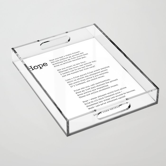 Hope - Emily Jane Bronte Poem - Literature - Typewriter Print 1 Acrylic Tray