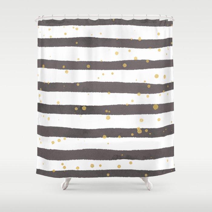 Modern Gray Yellow White Watercolor, Yellow Black And Gray Shower Curtain
