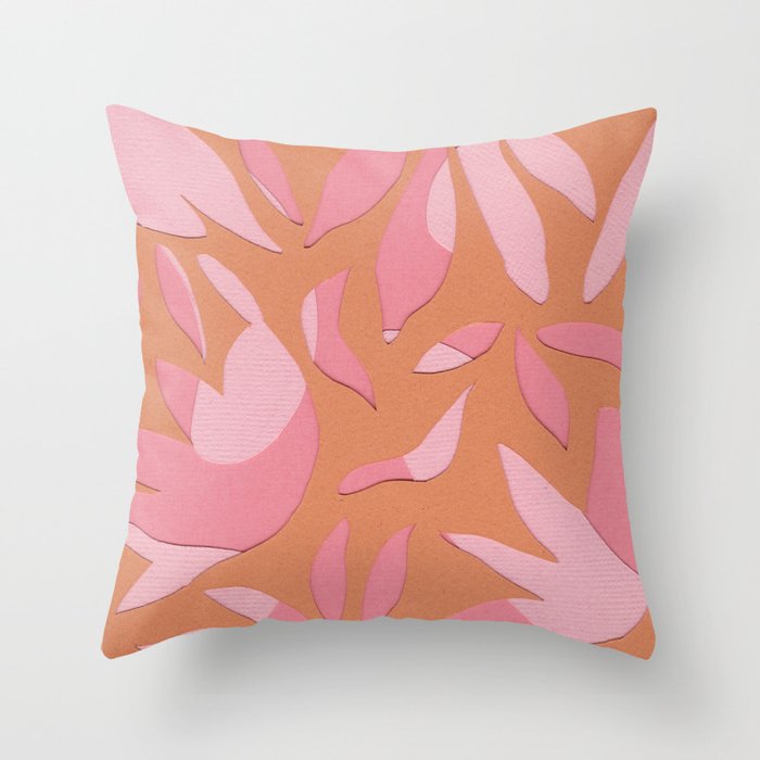 Pink Floral Abstraction Throw Pillow
