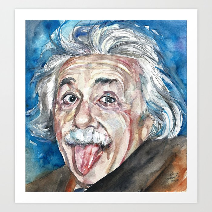 ALBERT EINSTEIN - watercolor portrait Art Print