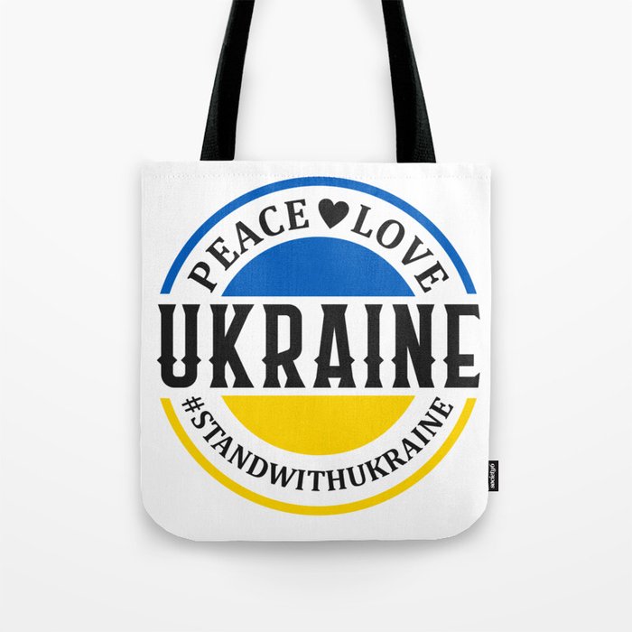 Peace love Ukraine standwithukraine blue yellow Tote Bag