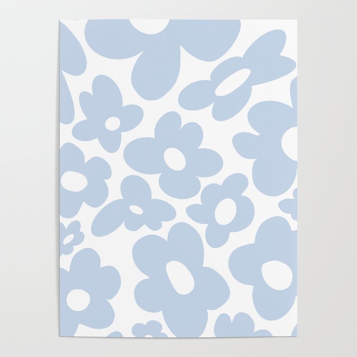 retro flowers / baby blue Poster by les muses Society6