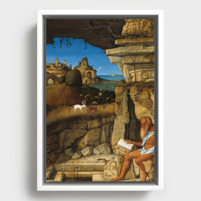 Saint Jerome Reading by Giovanni Bellini Framed Canvas
