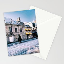 Photograph of Empty Old Montreal on a Clear Winter's Day | Cobblestones and Sunshine in Old Port Stationery Cards