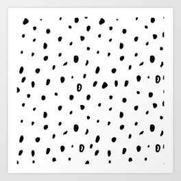 Hand Painted Black And White Small Dots Art Print