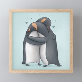 Penguin Hug Framed Mini Art Print