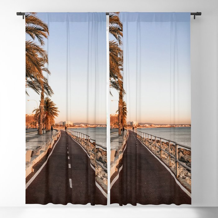 Spain Photography - Beautiful Sidewalk By The Sea Blackout Curtain