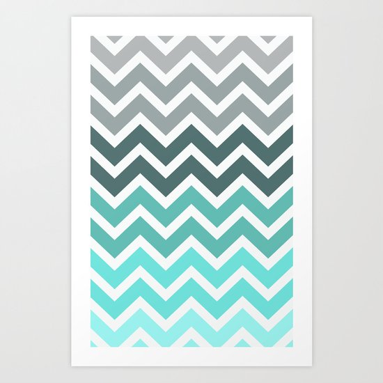 Tiffany Fade Chevron Pattern Art Print