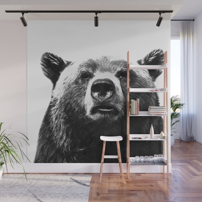 Black and white bear portrait Wall Mural