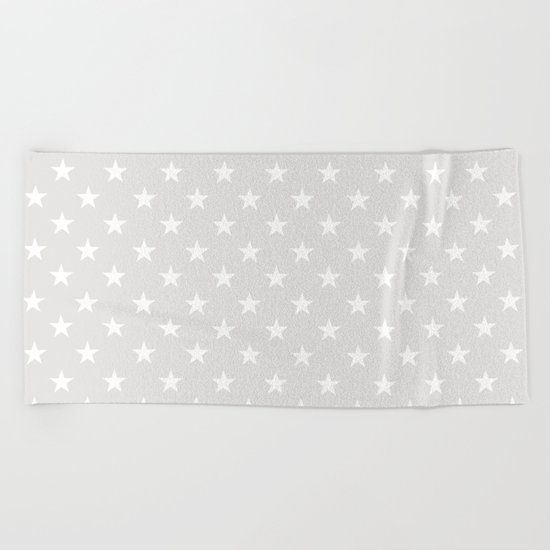 Stars (White/Platinum) Beach Towel